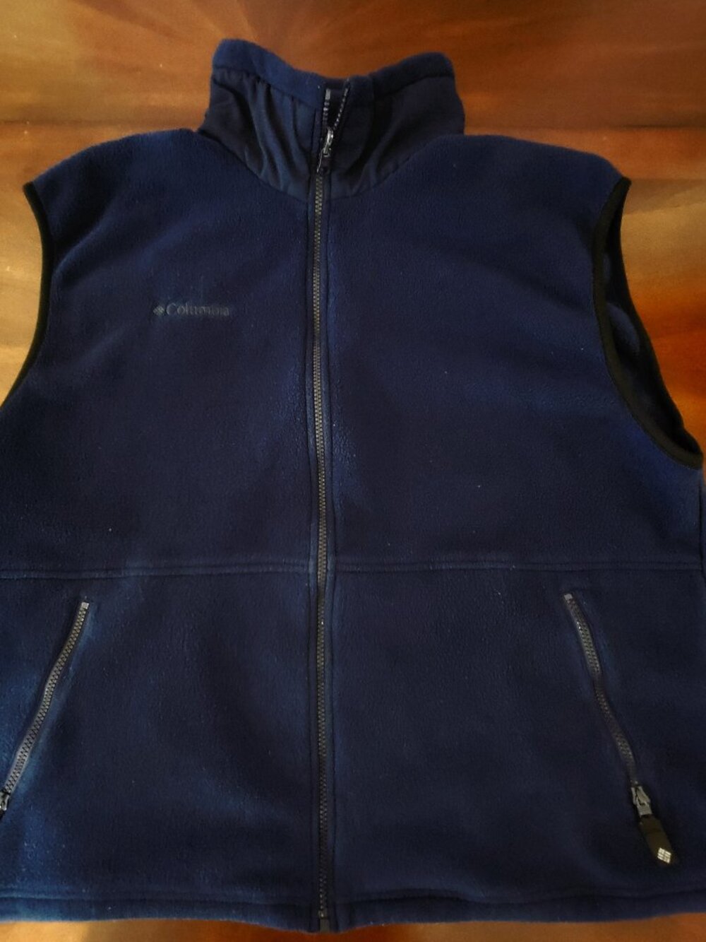 Columbia Men's XL Core Interchange Fleece Vest Blue Full Zip Packable Mock Neck